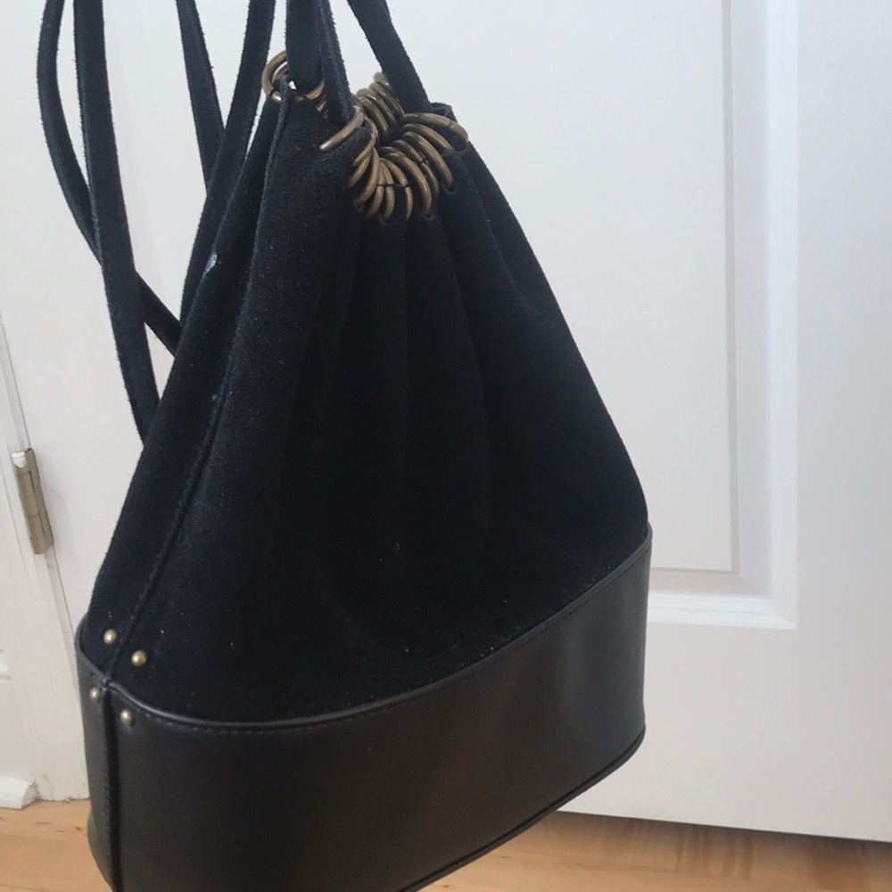 LEATHER AND SUEDE BUCKET BAG